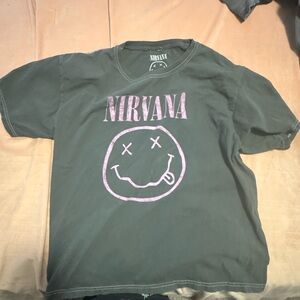 NIRVANA Kids Charcoal Tee with Pink Logo